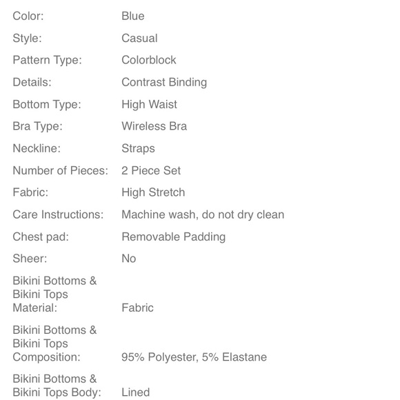 NWOT SHEIN Blue Bikini Swimsuit - Picture 2 of 2